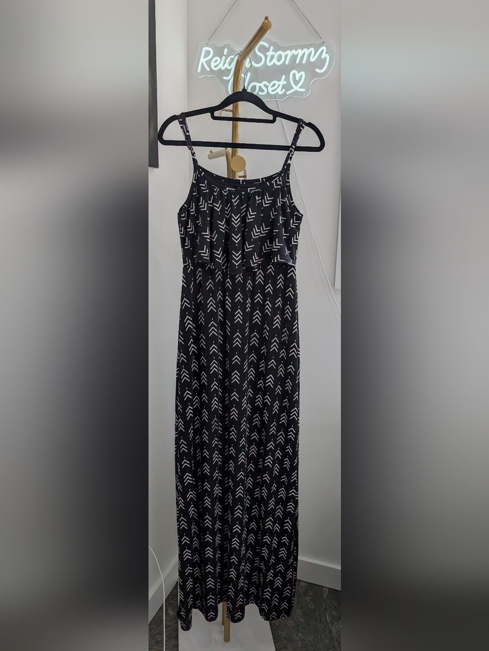 3/$20 Ardene Black Maxi Dress with White Arrow Print